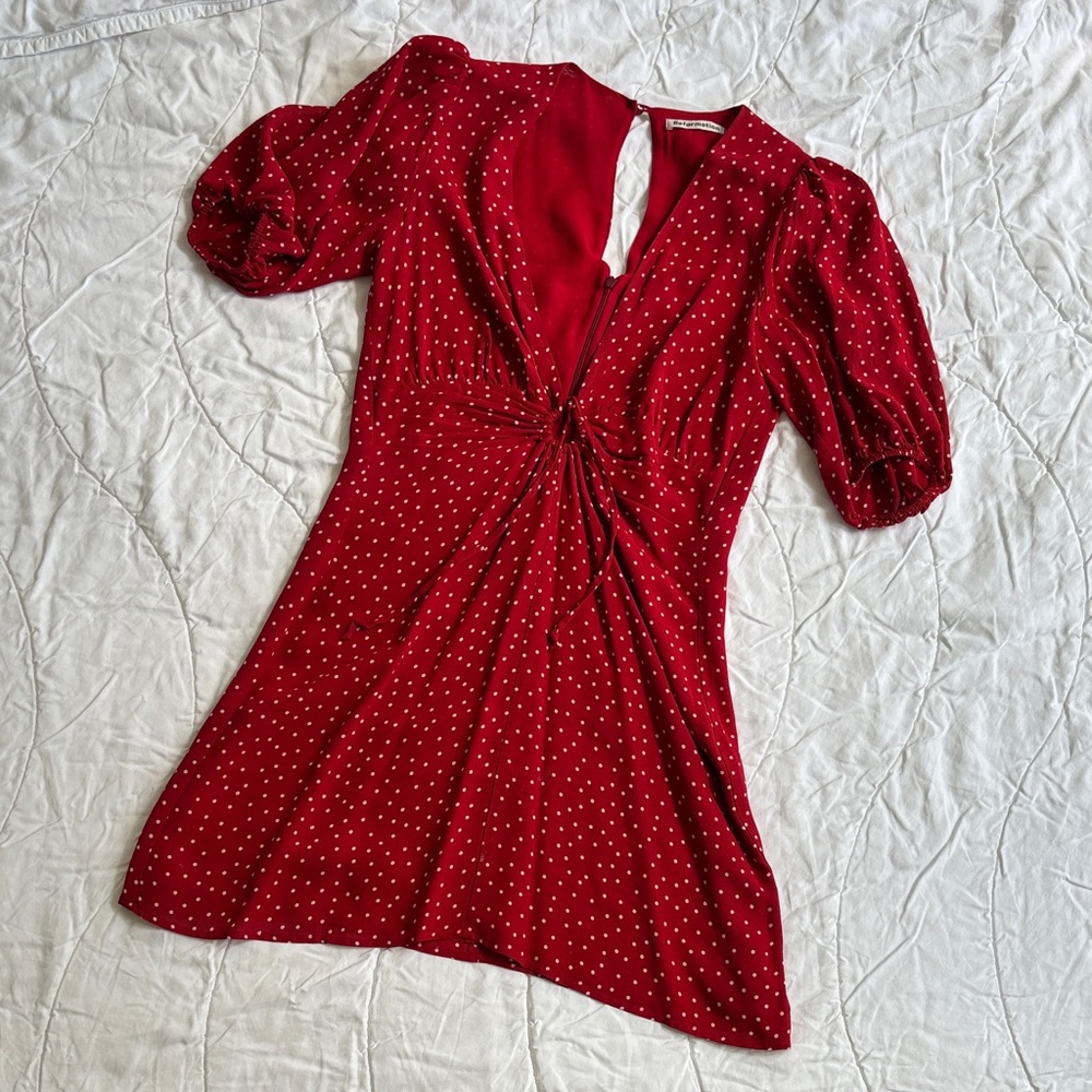 Reformation Scarlet Dress with Ivory Dots